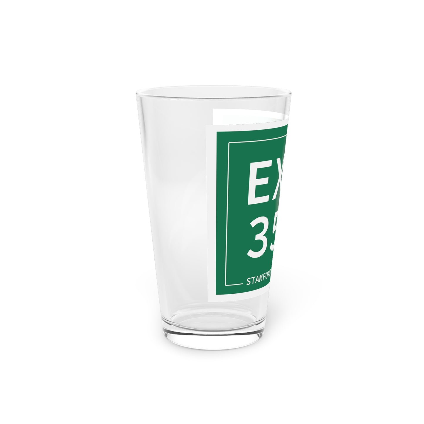 Vintage Exit 35 Merritt Parkway Sign Pint Glass, 16oz