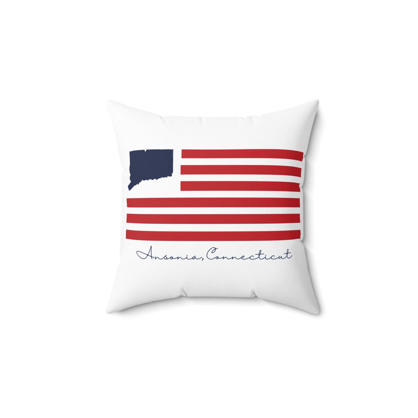 Ansonia Connecticut Flag Spun Polyester Square Pillow
