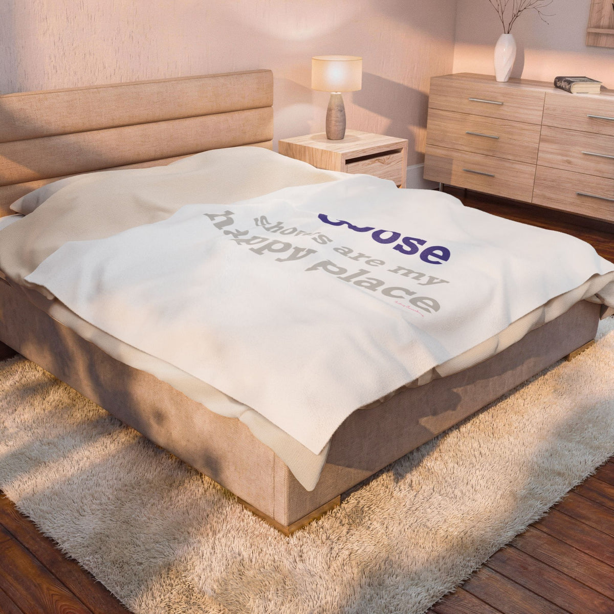 Goose Shows Are My Happy Place - Gray & Purple Velveteen Plush Blanket