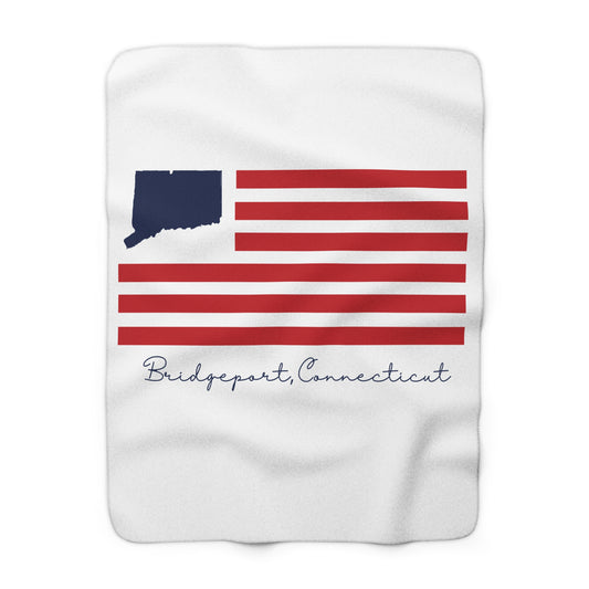 Bridgeport Connecticut Flag Sherpa Fleece Blanket