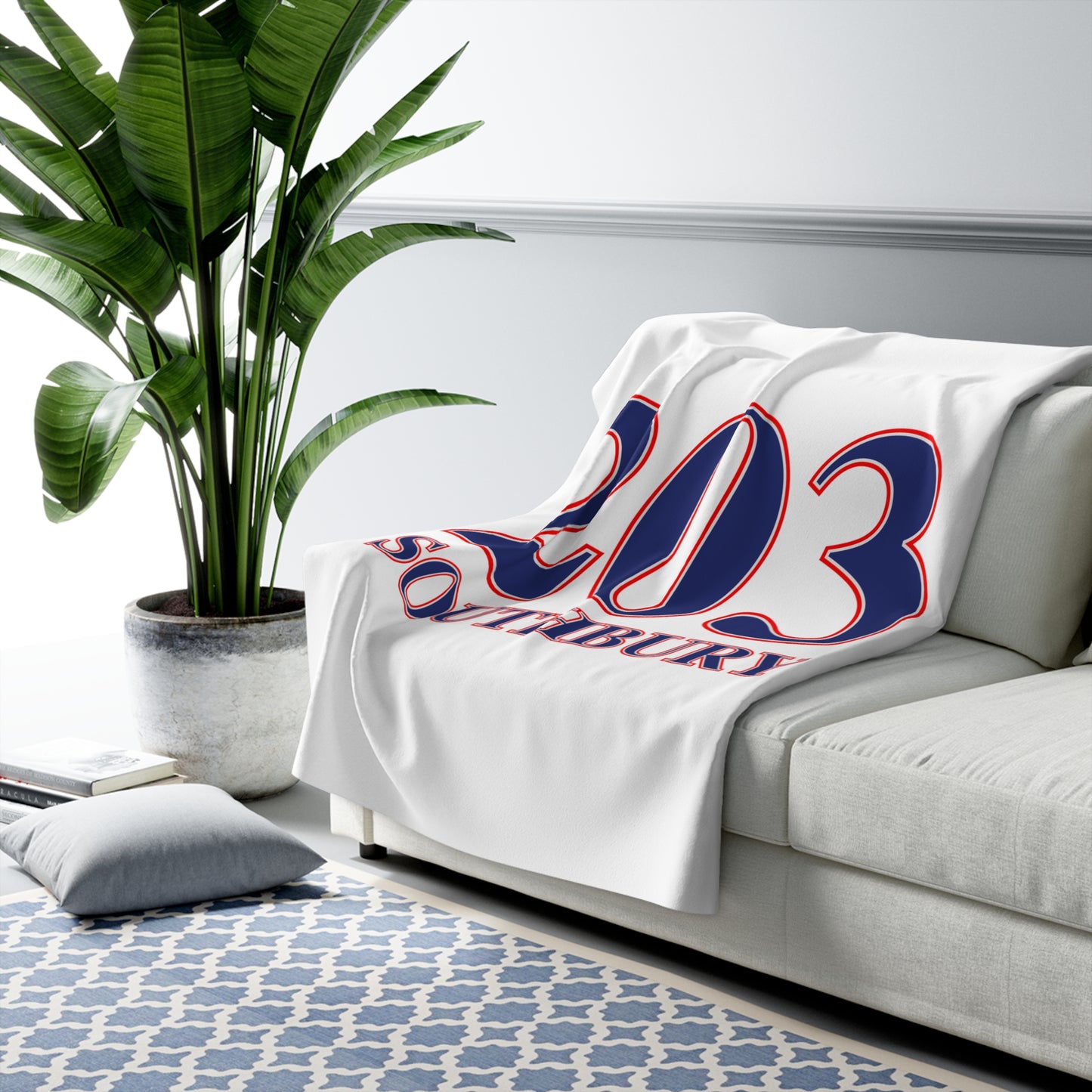 203 Southbury Red White & Blue Sherpa Fleece Blanket