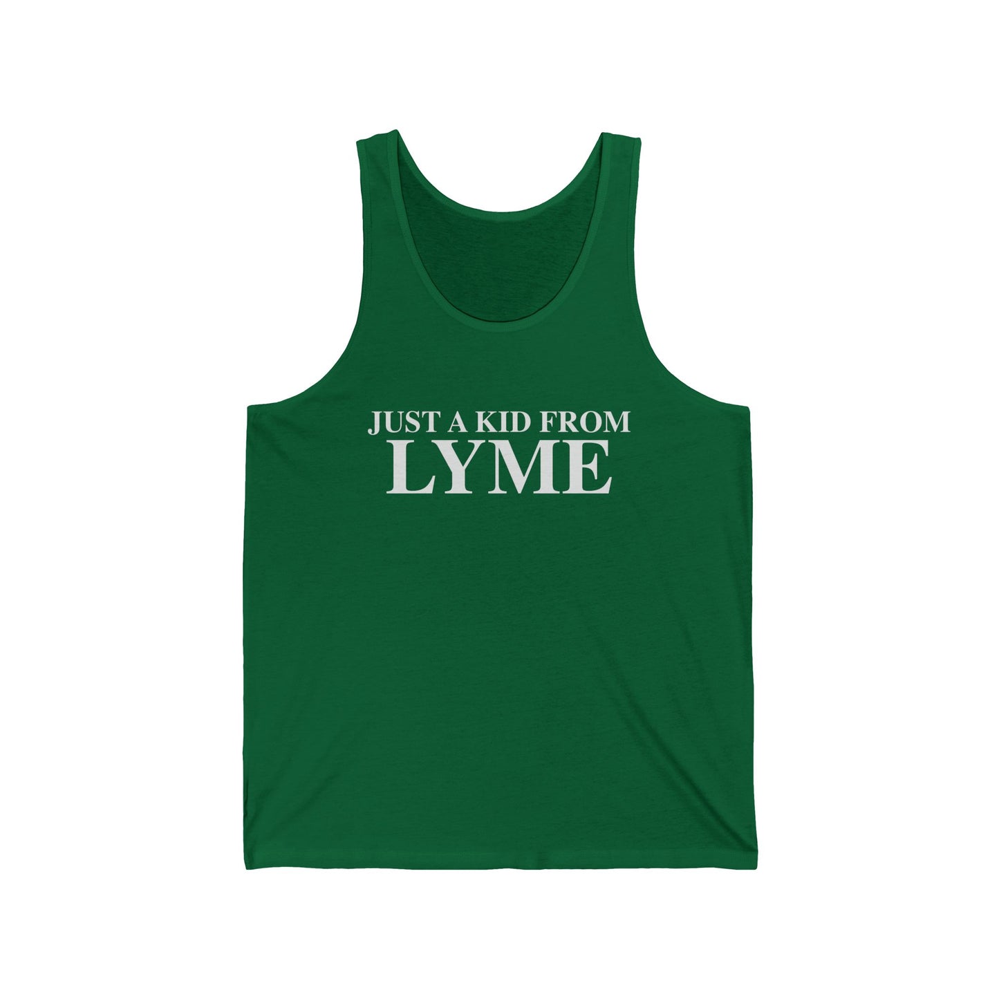 Just a kid from Lyme Unisex Jersey Tank Top
