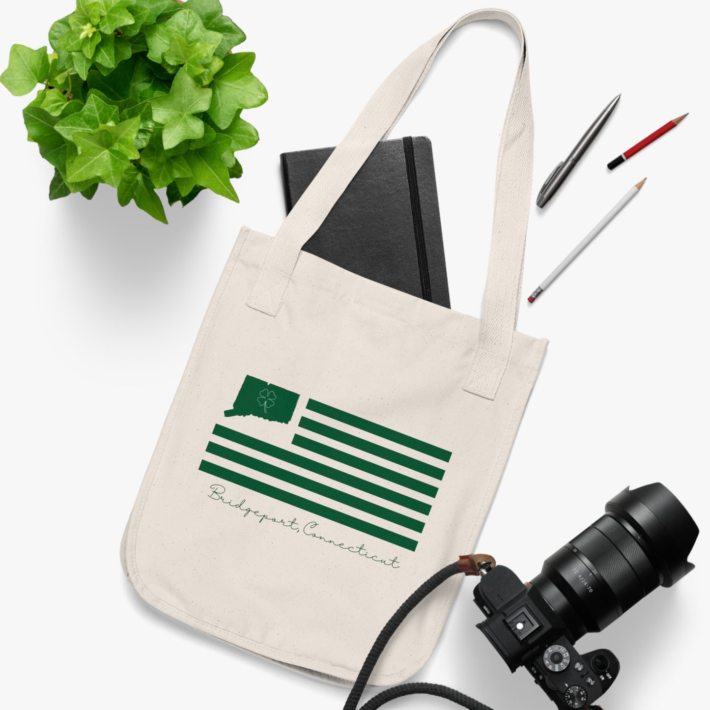 Bridgeport Connecticut St Patrick's Day Flag Organic Canvas Tote Bag