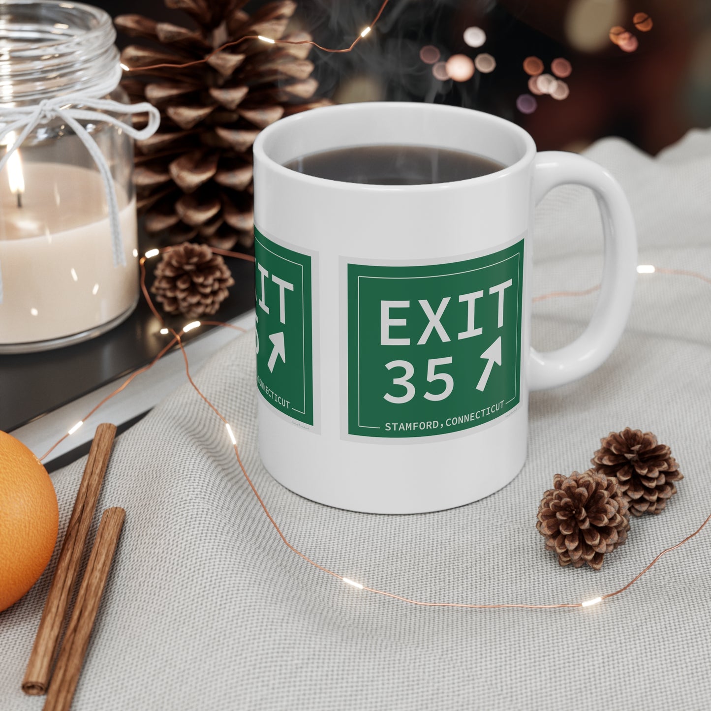 Vintage Exit 35 Merritt Parkway Sign Mug 11oz