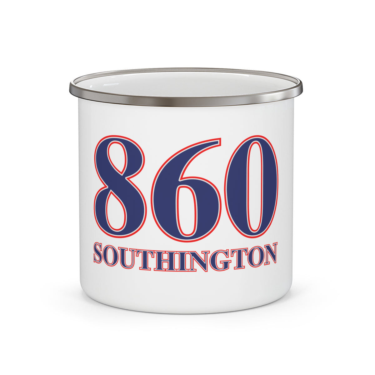 860 Southington Red, White & Blue Enamel Camping Mug