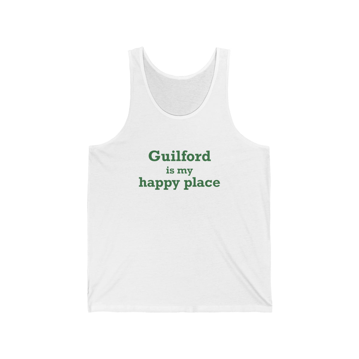 Guilford is My Happy Place Unisex Jersey Tank Top