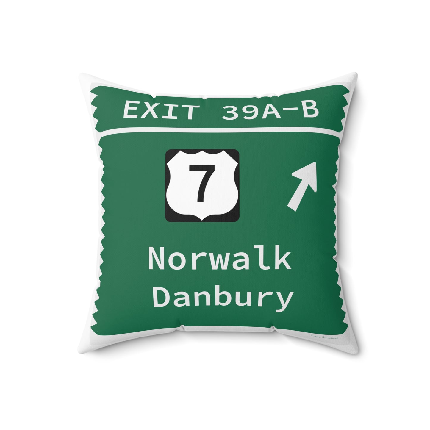 Vintage Merritt Parkway Exit 39 A-B Sign Spun Polyester Square Pillow