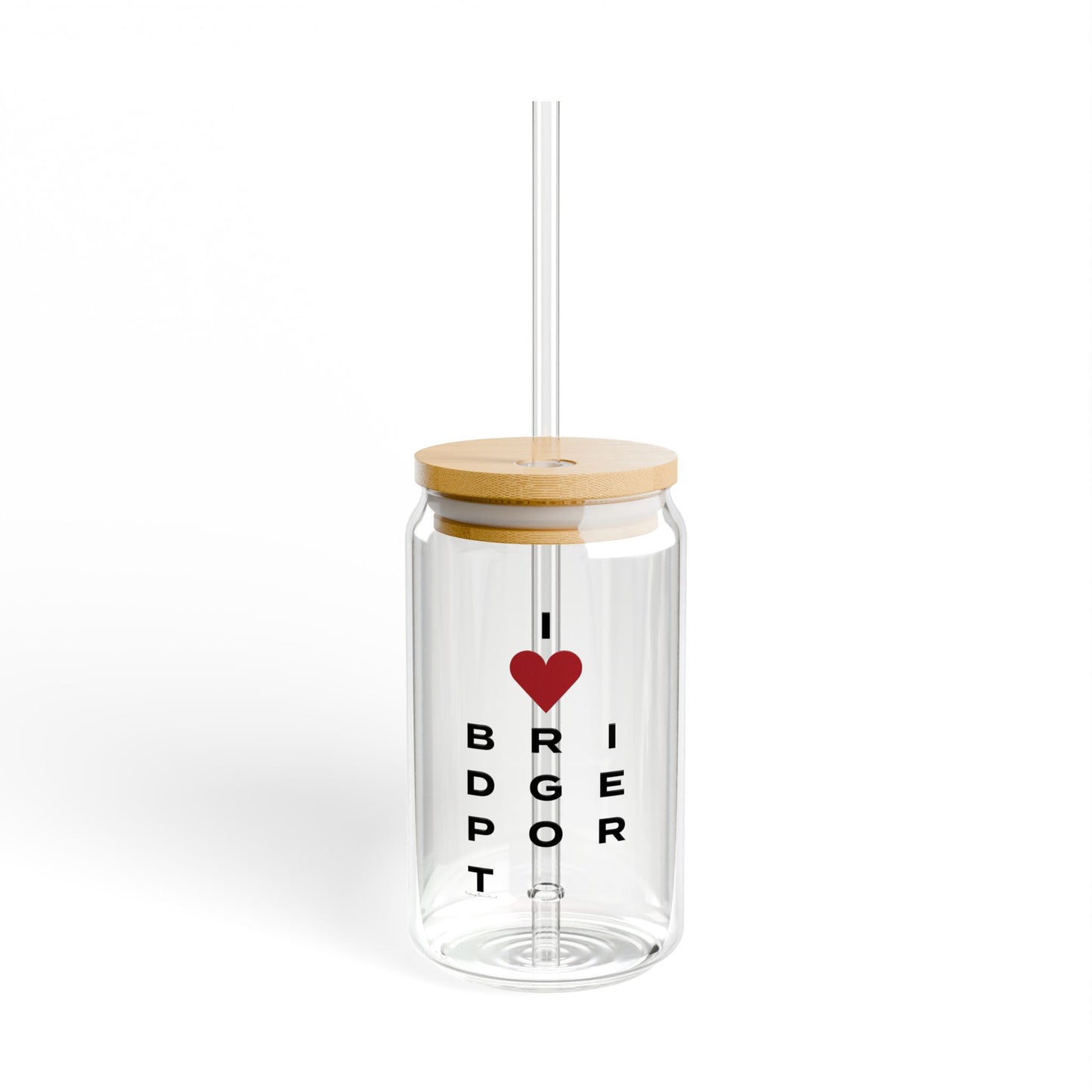 Bridgeport Vision Glass Can with Straw and Lid, 16oz