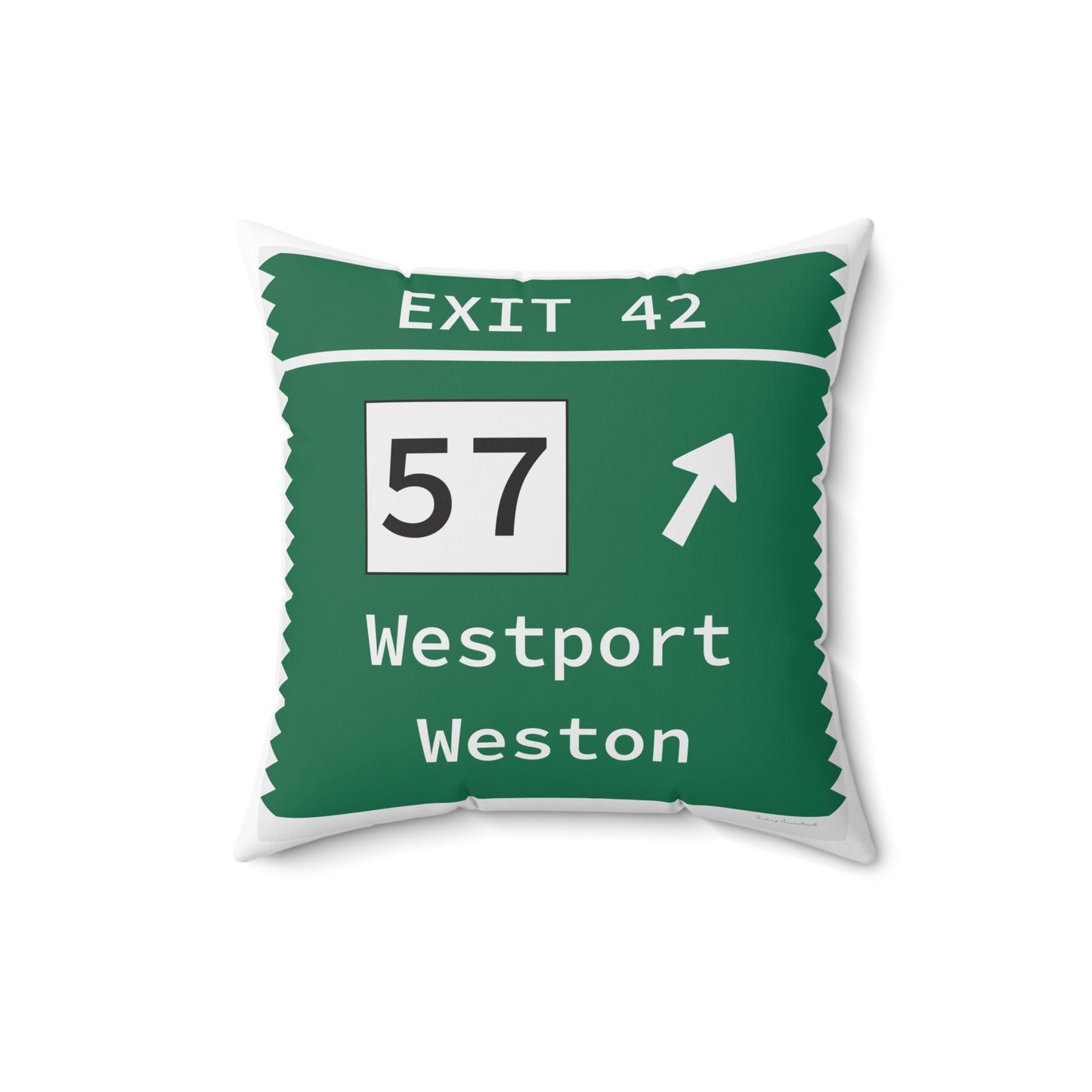 Vintage Merritt Parkway Exit 42 Sign Spun Polyester Square Pillow