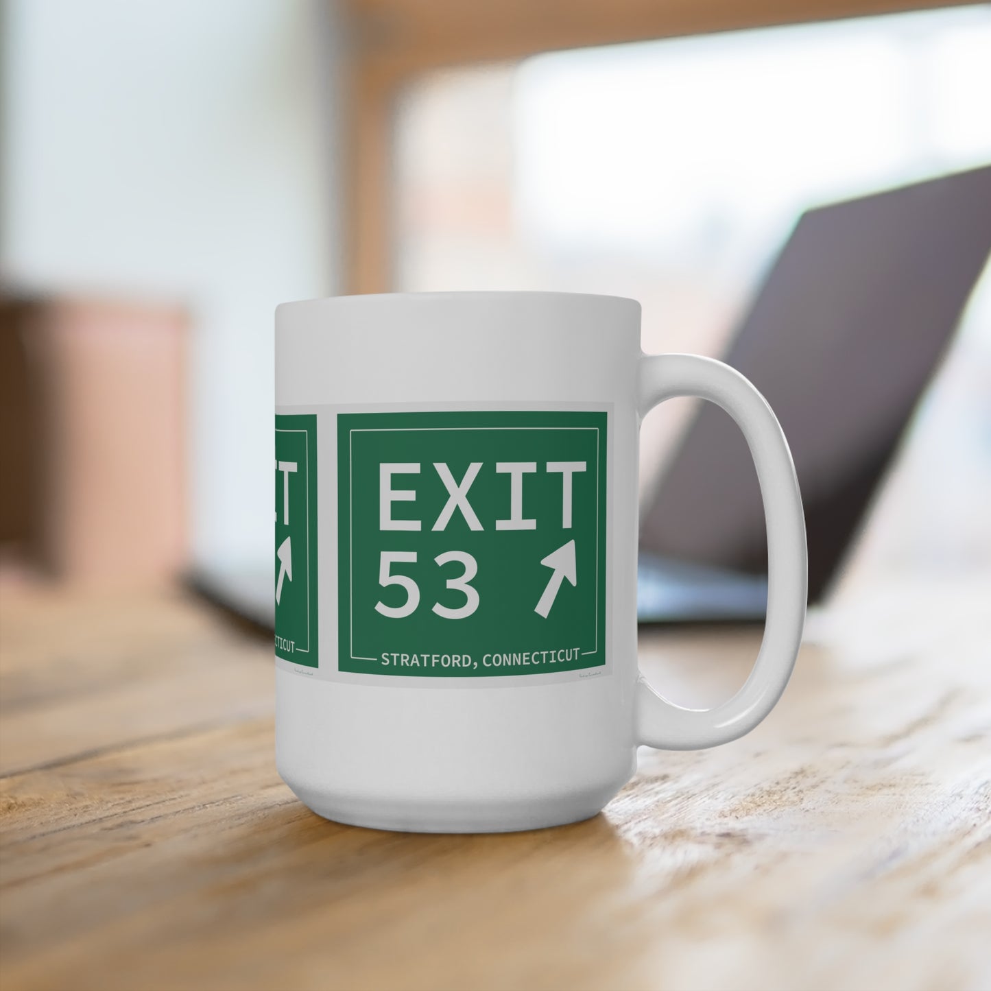 Vintage Exit 53 Merritt Parkway Sign Mug 15oz