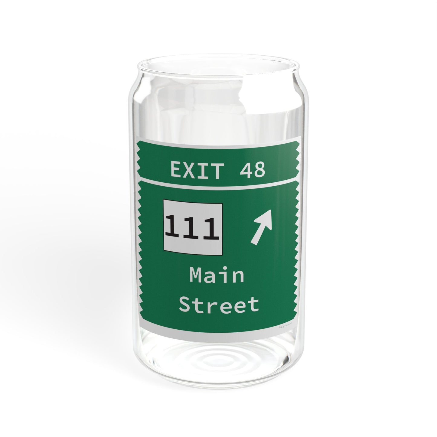 Vintage Merritt Parkway Exit 48 Sign Sipper Glass, 16oz