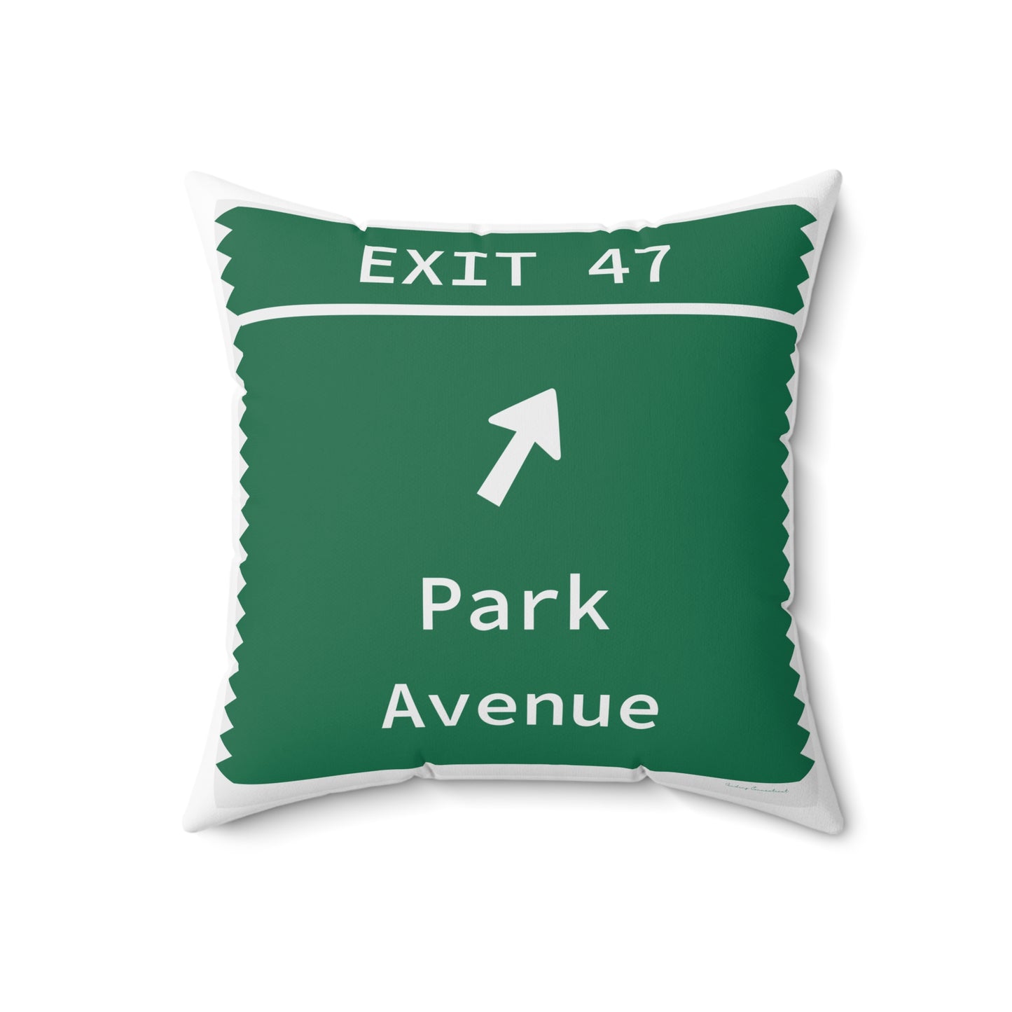 Vintage Merritt Parkway Exit 47 Sign Spun Polyester Square Pillow