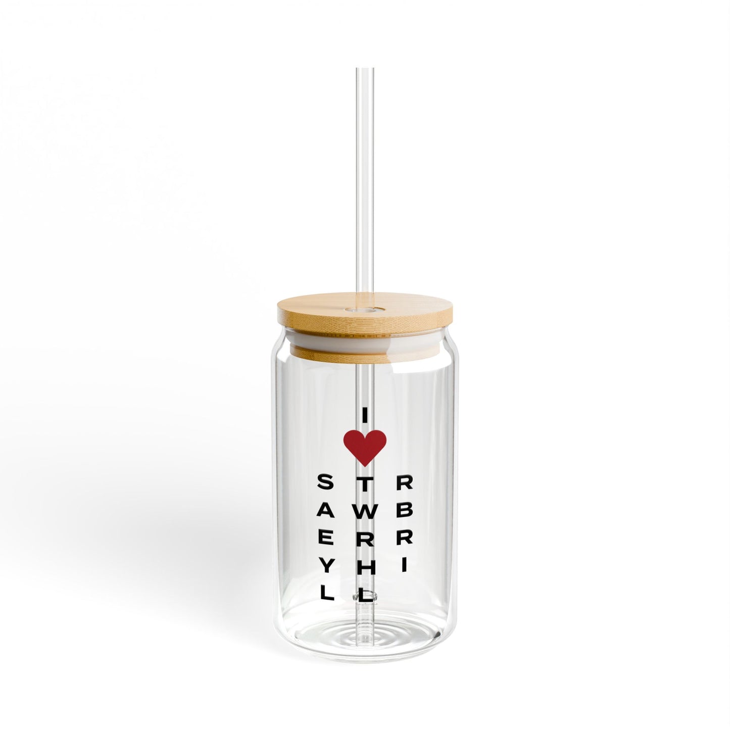 Strawberry Hill Vision Glass Can with Straw and Lid, 16oz
