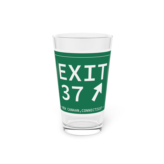 Vintage Exit 37 Merritt Parkway Sign Pint Glass, 16oz