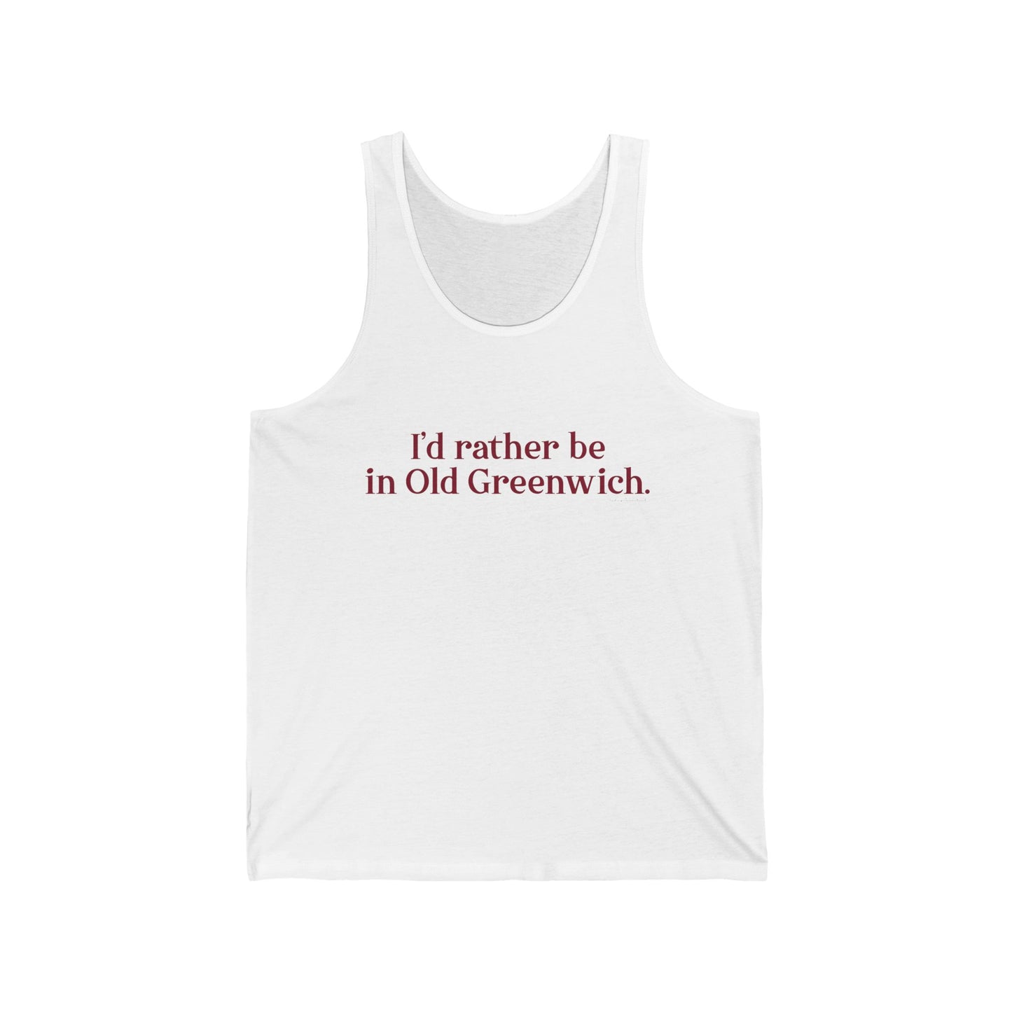 I’d rather be in Old Greenwich Unisex Jersey Tank Top