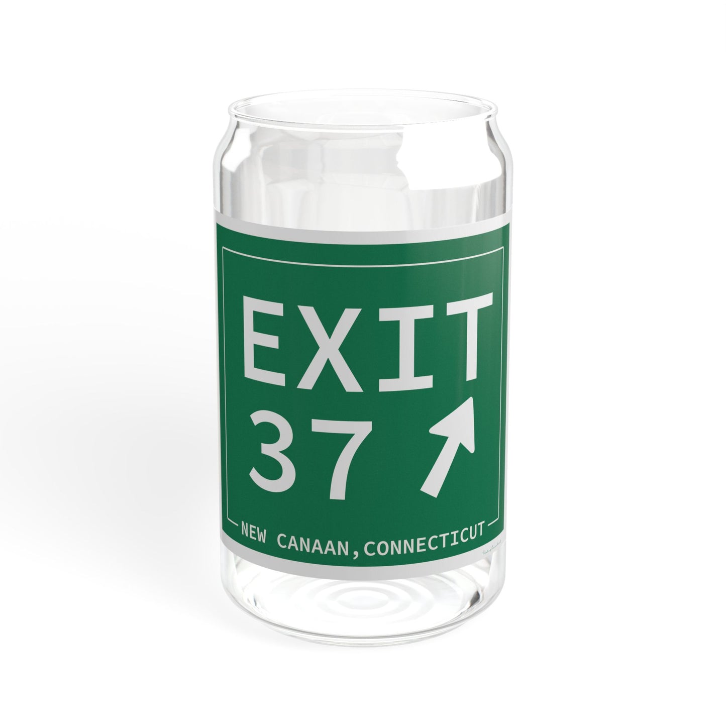 Vintage Exit 37 Merritt Parkway Sign Sipper Glass, 16oz