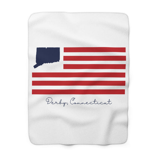 Derby Connecticut Flag  Fleece Blanket