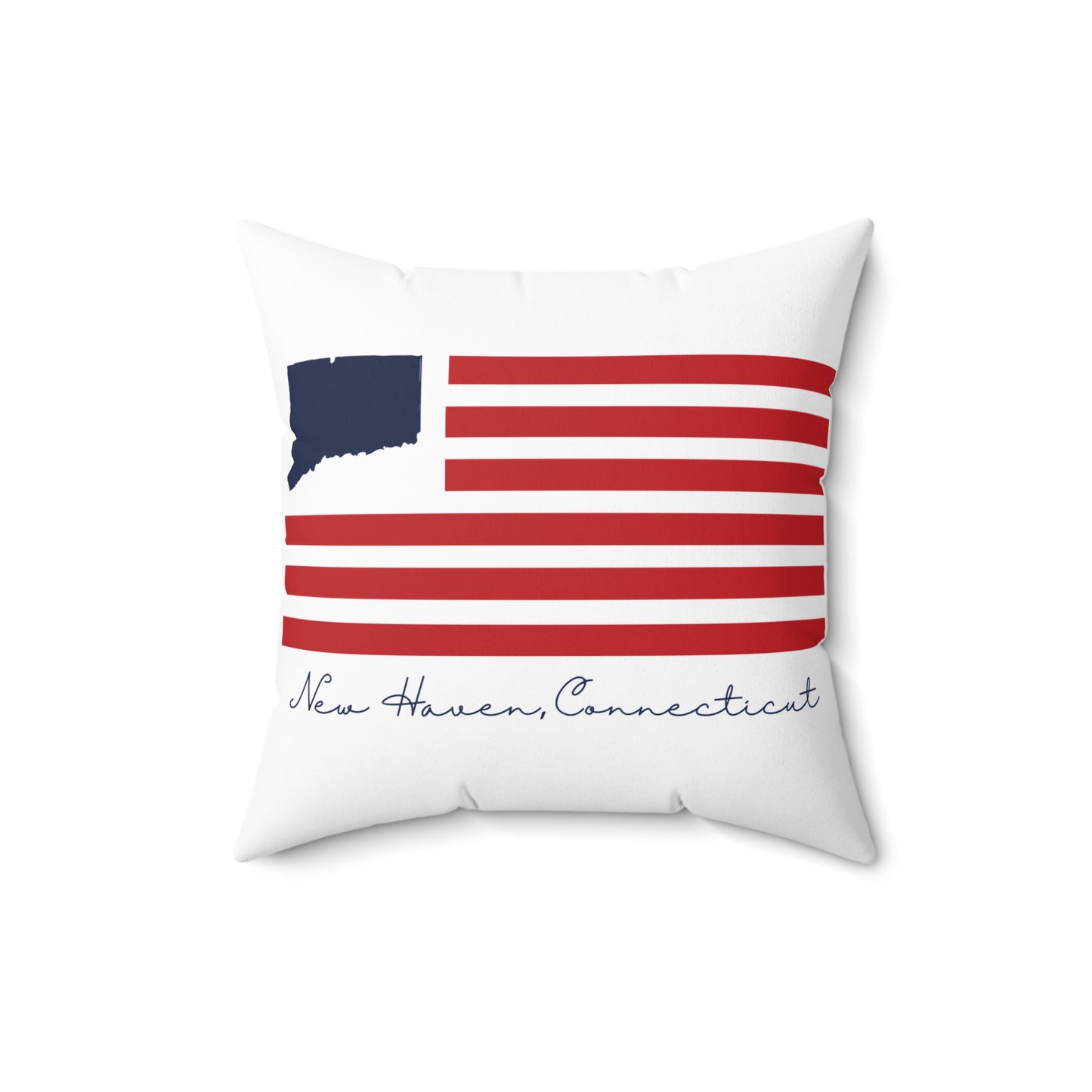 New Haven Connecticut Flag Spun Polyester Square Pillow