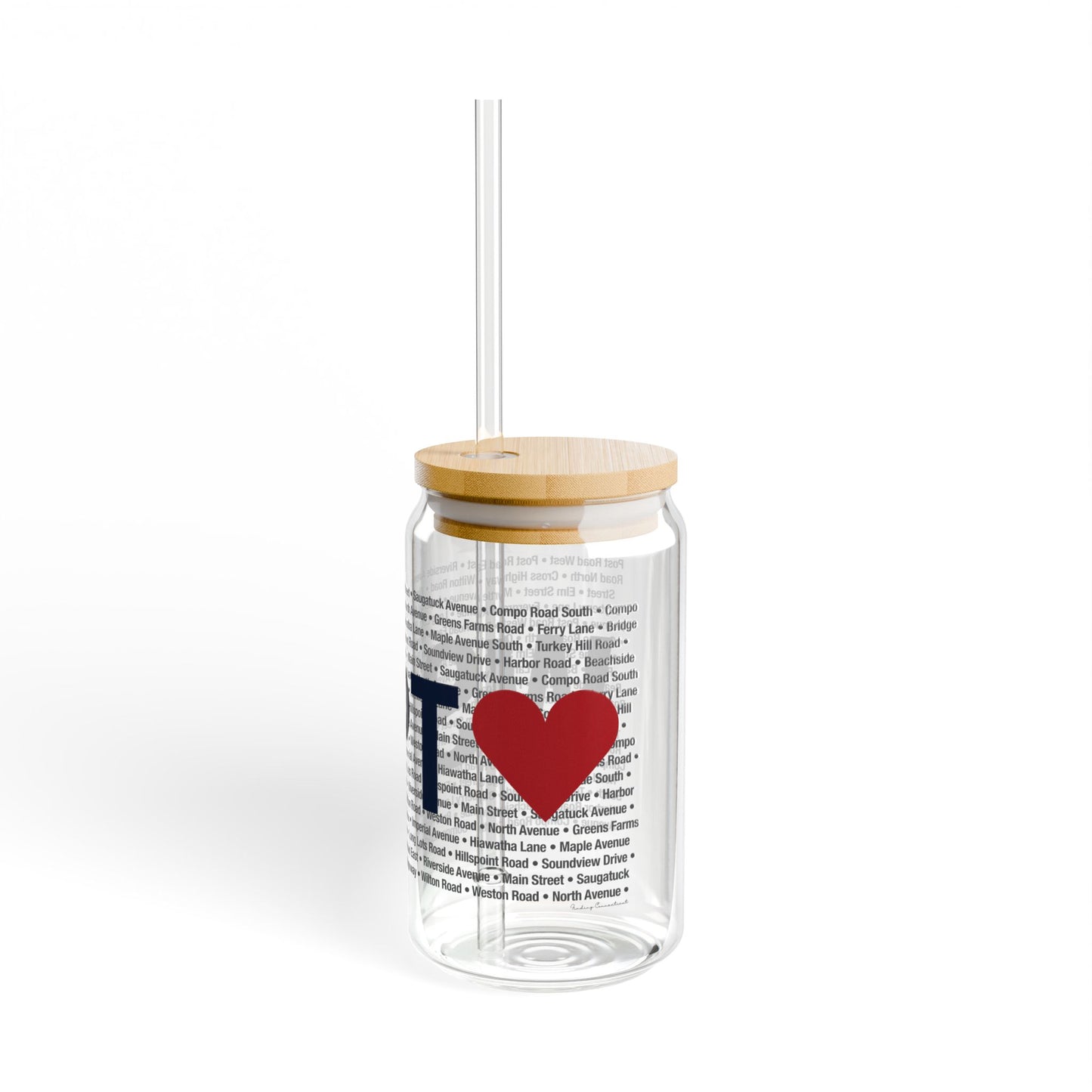 Westport Love Glass Can with Straw and Lid, 16oz