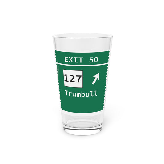 Vintage Merritt Parkway Exit 50 Sign Pint Glass, 16oz