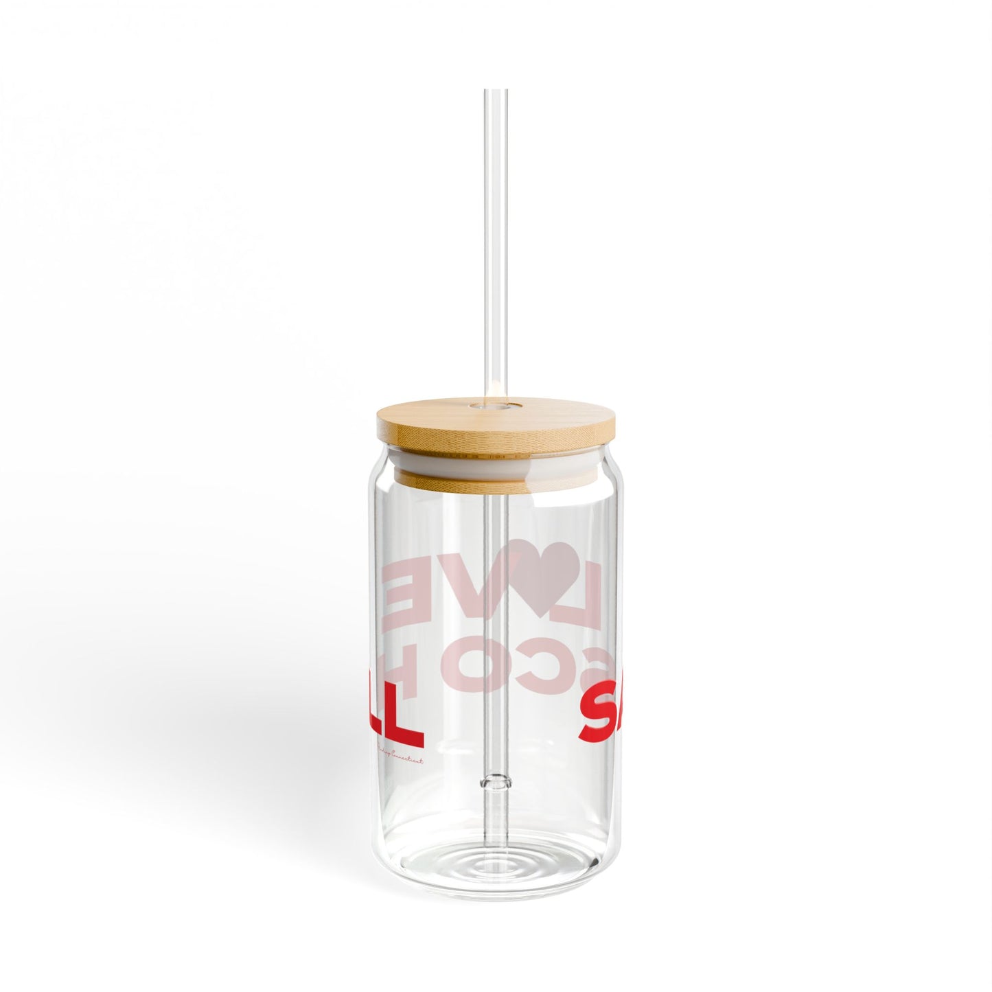 Love Sasco Hill Glass Can with Straw and Lid, 16oz