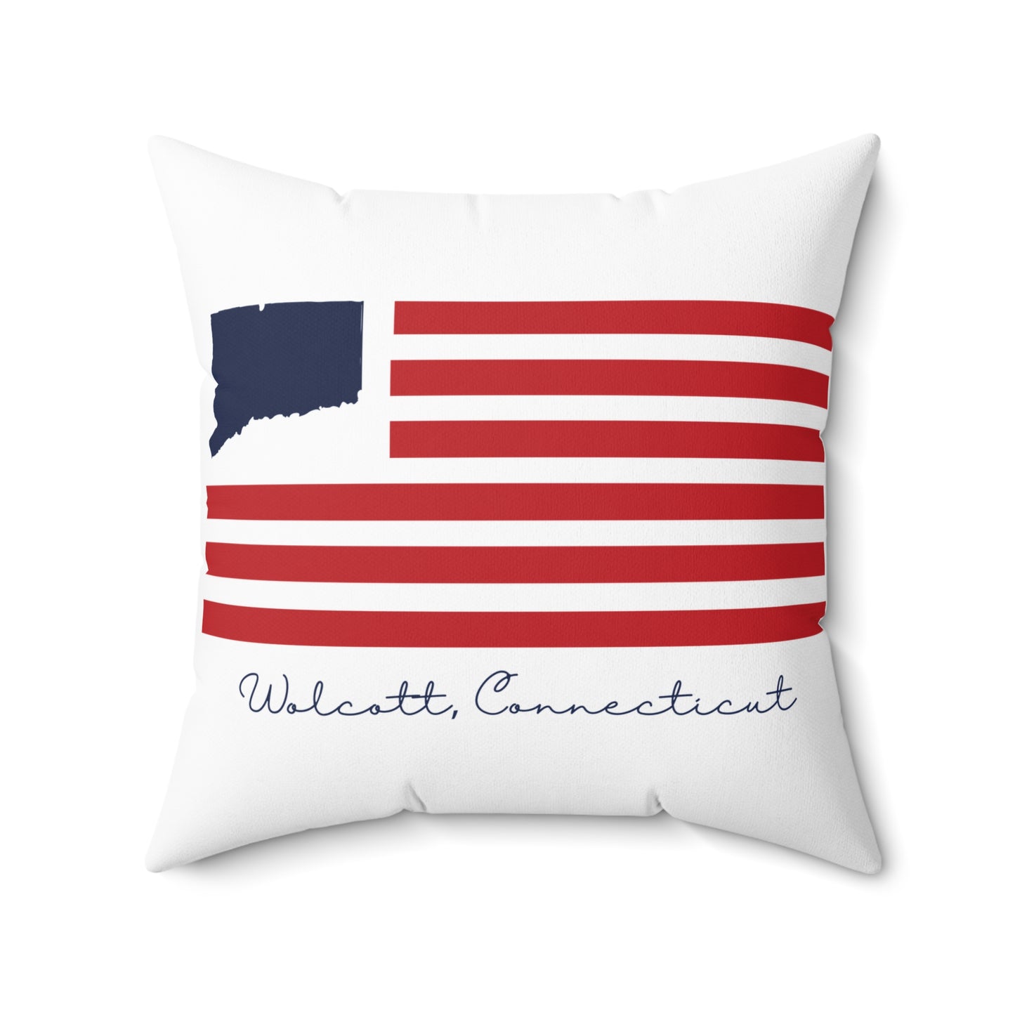 Wolcott Connecticut Flag Spun Polyester Square Pillow