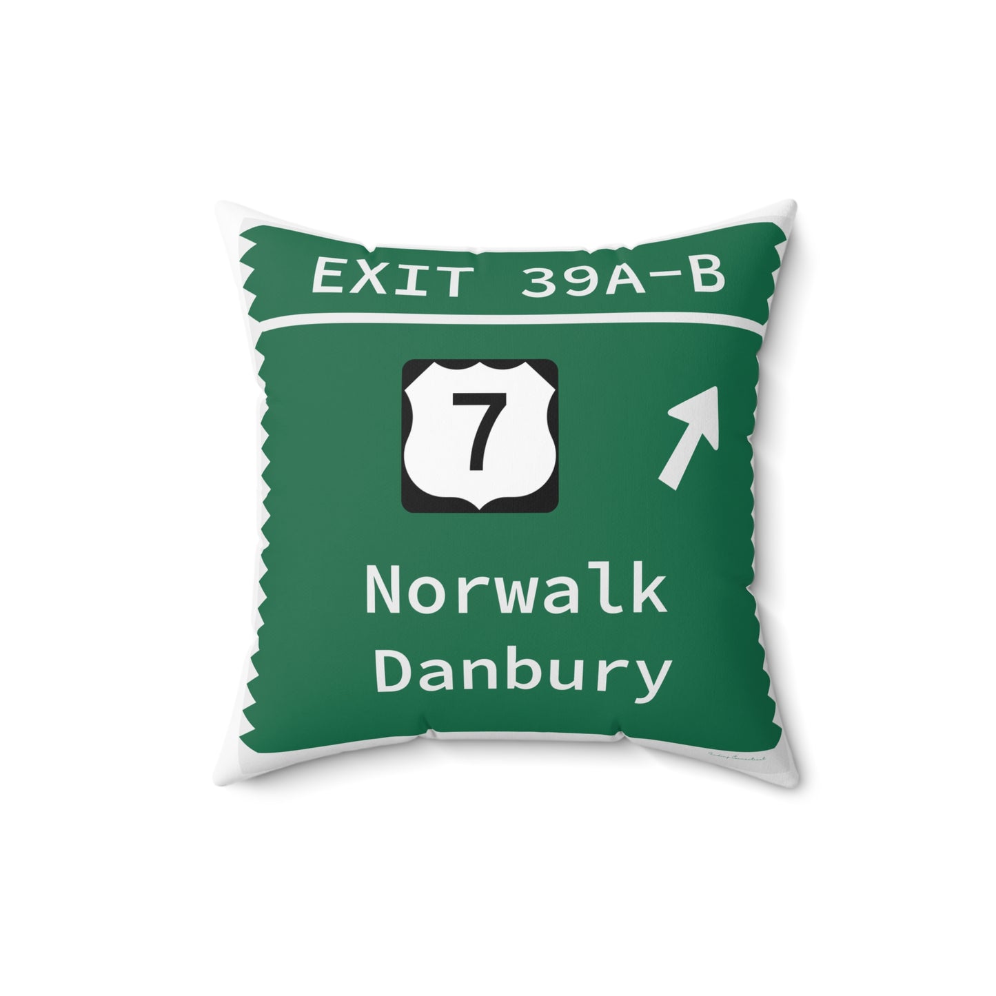 Vintage Merritt Parkway Exit 39 A-B Sign Spun Polyester Square Pillow
