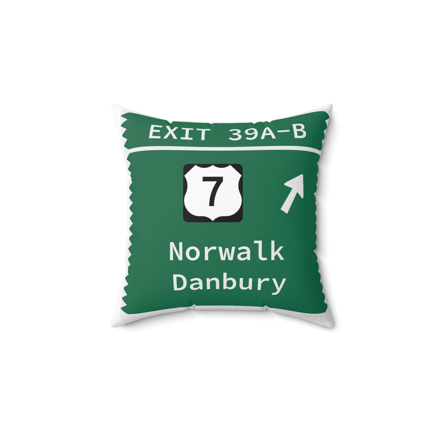 Vintage Merritt Parkway Exit 39 A-B Sign Spun Polyester Square Pillow