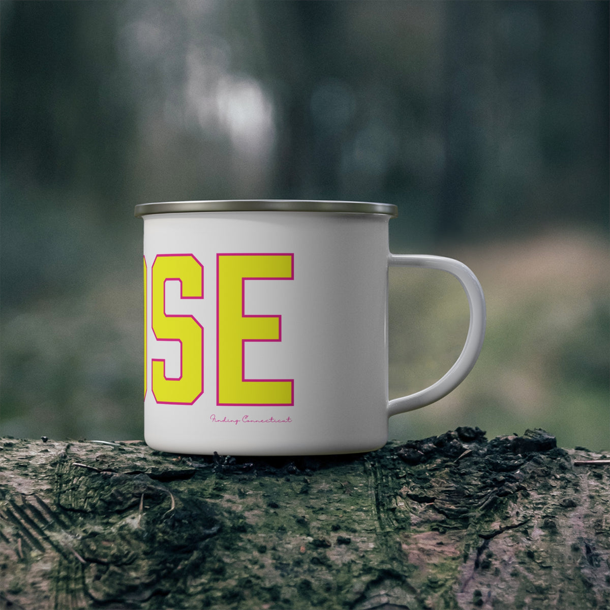 Goose Zip Code Yellow & Pink Enamel Camping Mug