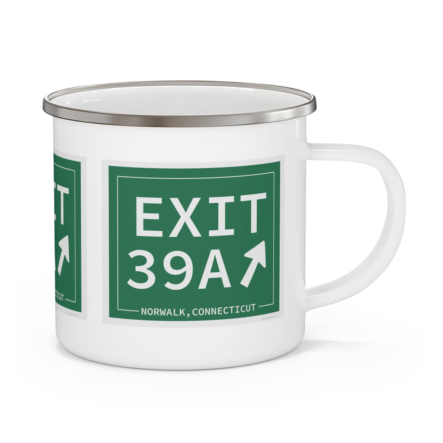 Vintage Exit 39A Merritt Parkway Sign Enamel Camping Mug