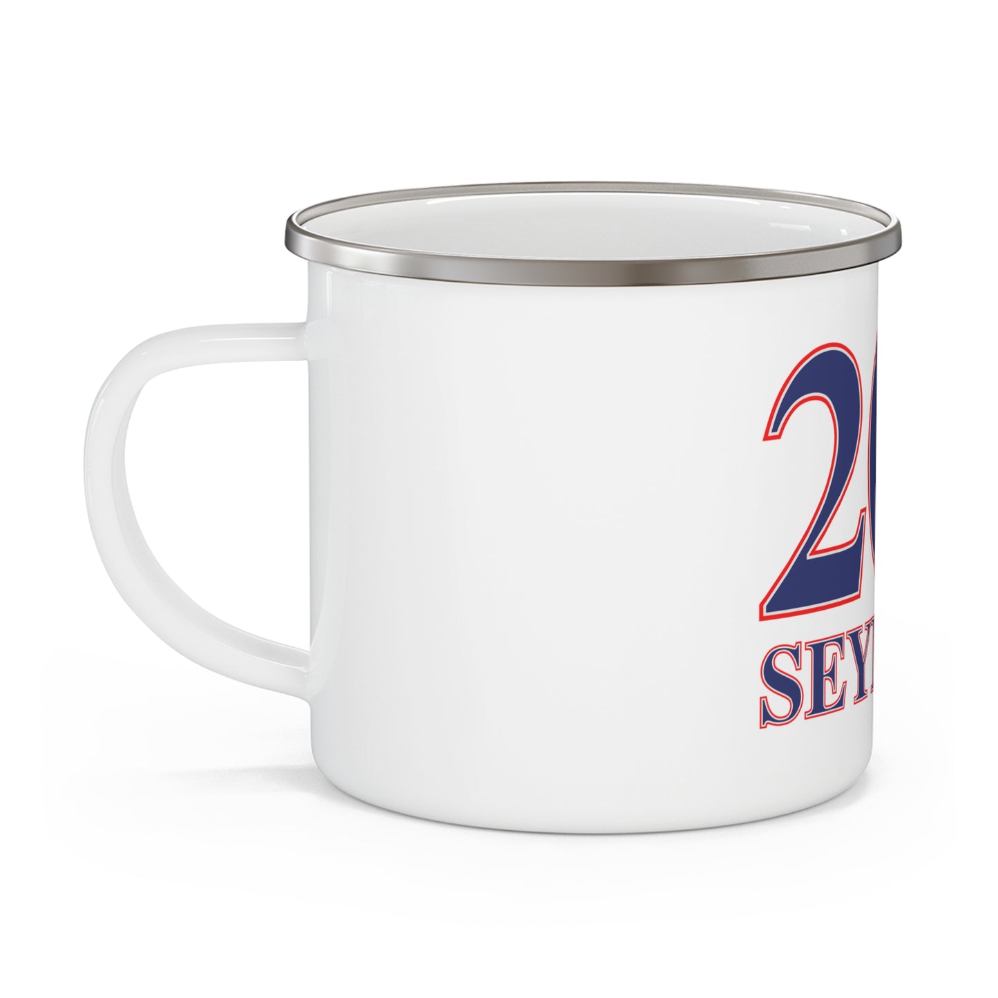 203 Seymour Red White & Blue Enamel Camping Mug