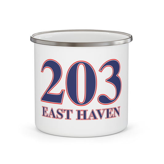 203 East Haven Red White & BlueEnamel Camping Mug