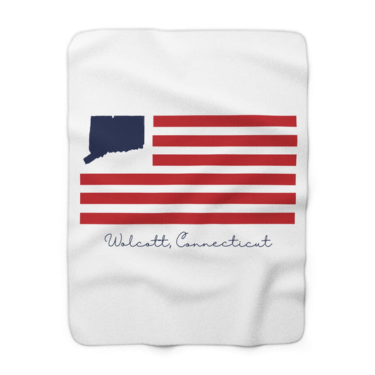 Wolcott Connecticut Flag Sherpa Fleece Blanket