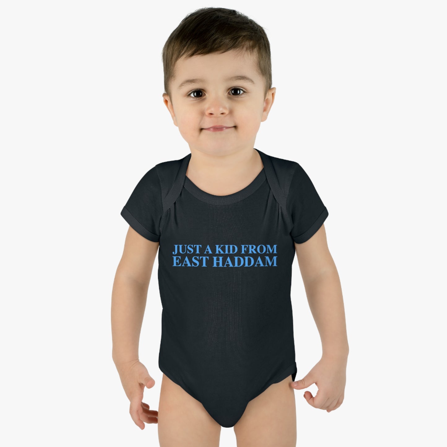 Just a kid from East Haddam Infant Baby Rib Bodysuit