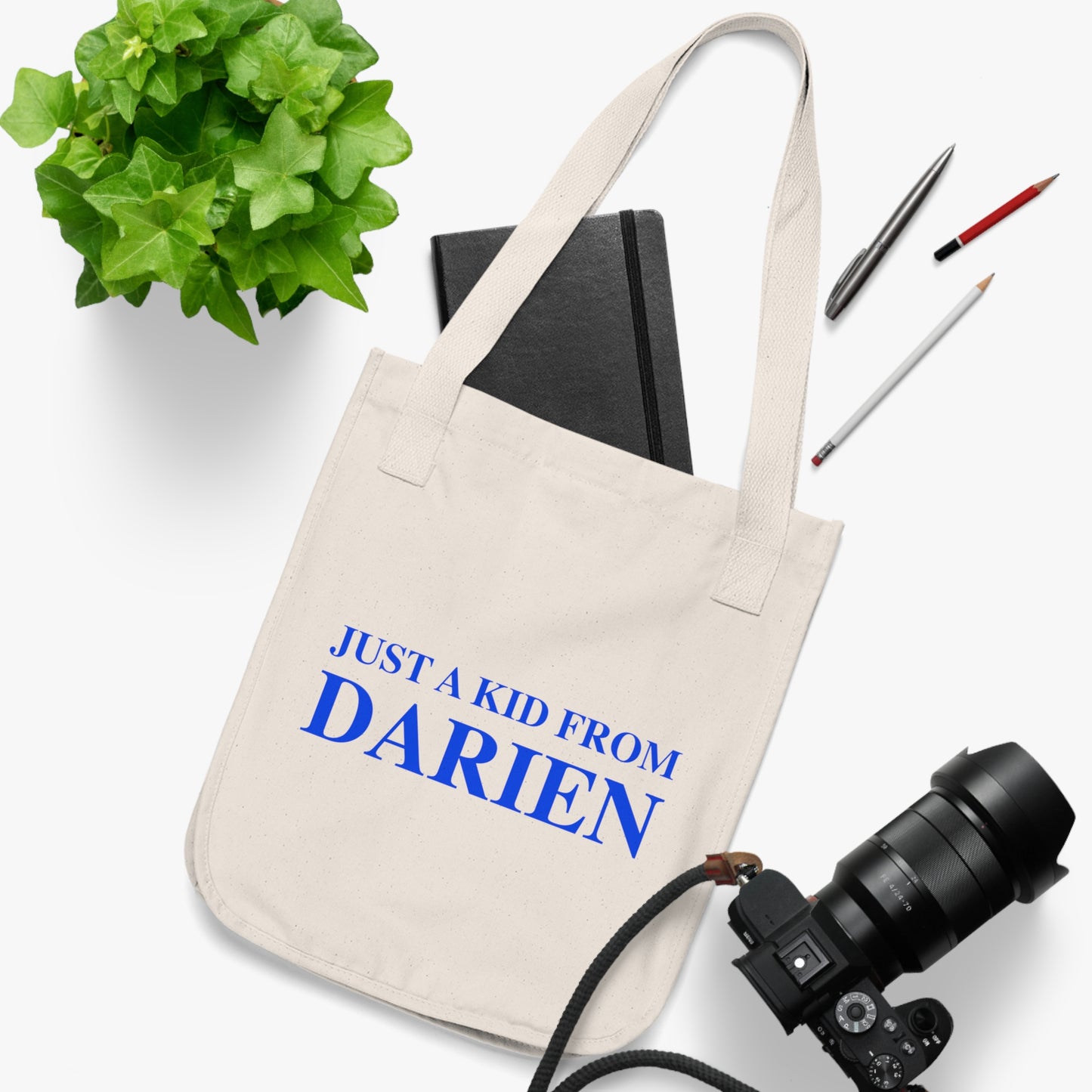 Just a kid from Darien Organic Canvas Tote Bag