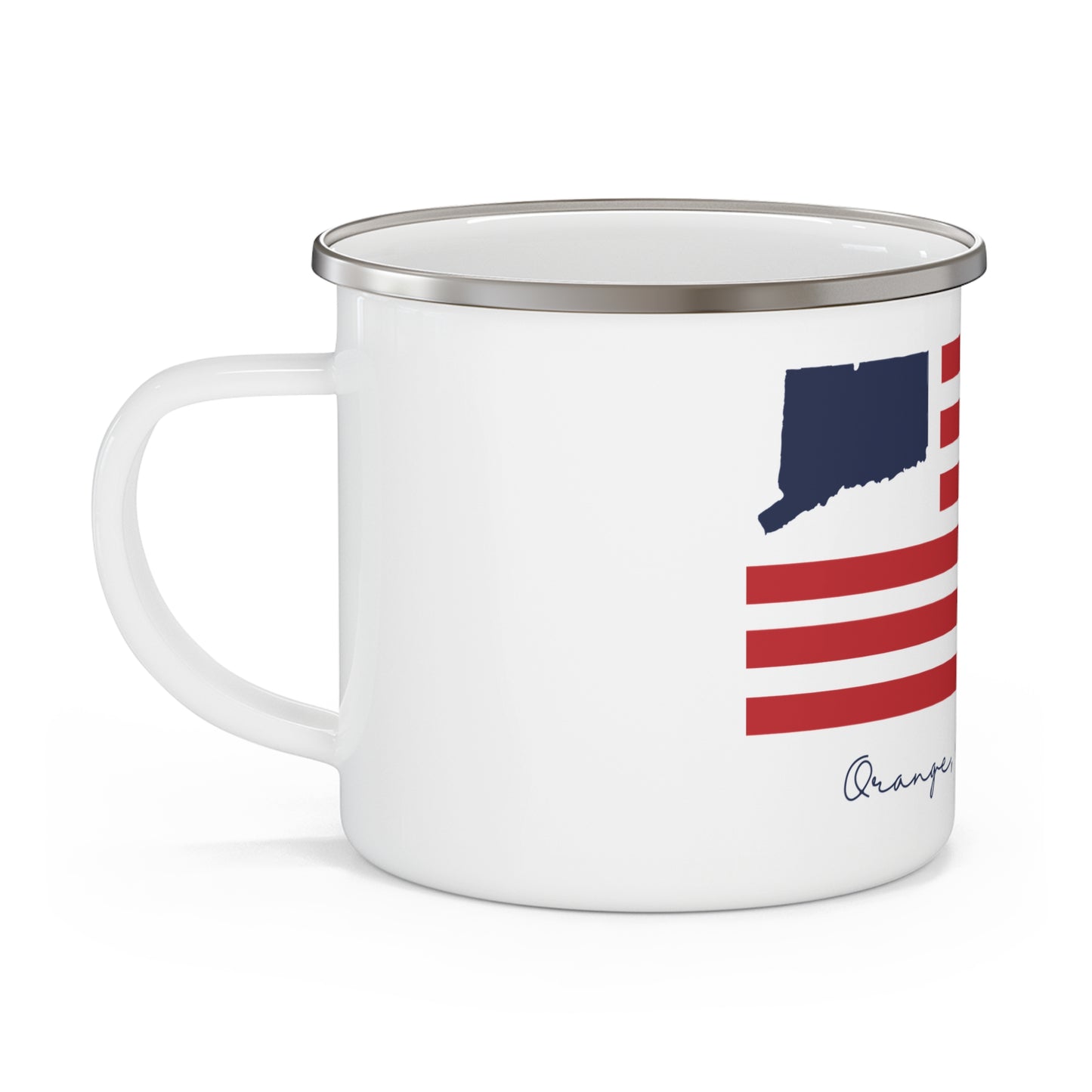 Orange Connecticut Flag Enamel Camping Mug