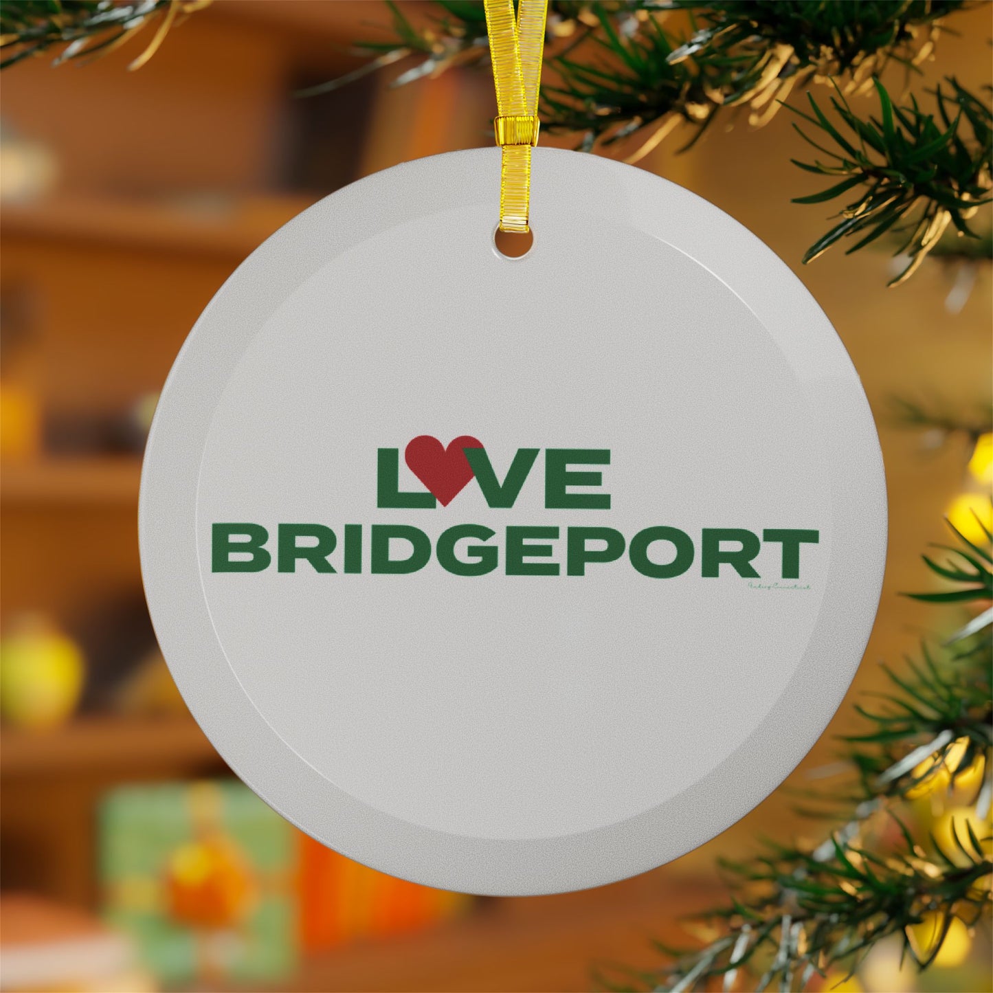 Love Bridgeport Glass Ornaments
