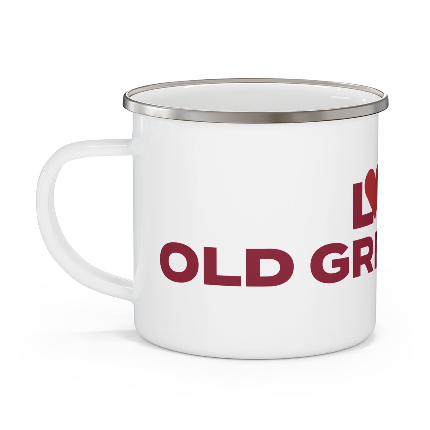 Love Old Greenwich Enamel Camping Mug