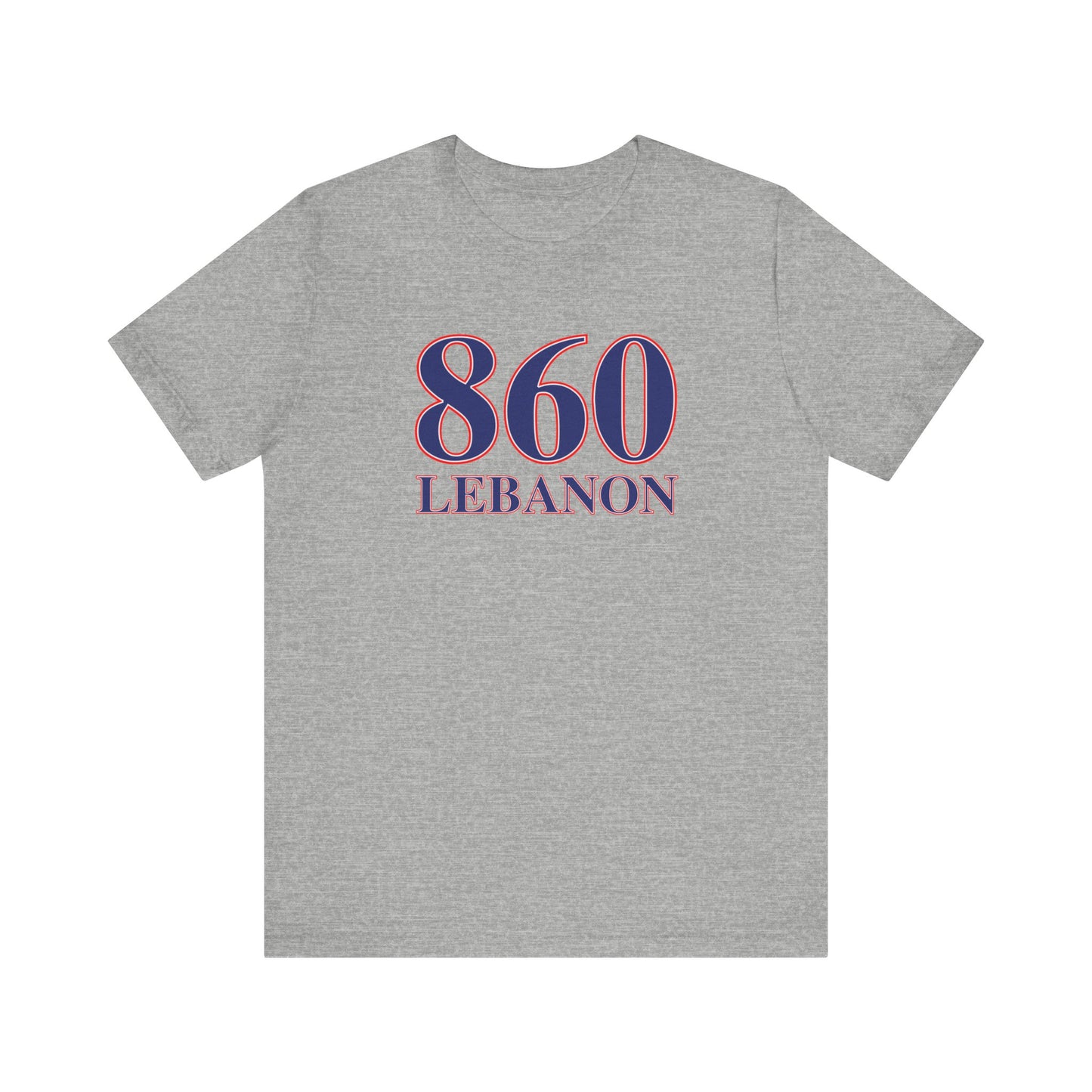 860 Lebanon Red White & Blue Unisex Jersey Short Sleeve T-Shirt
