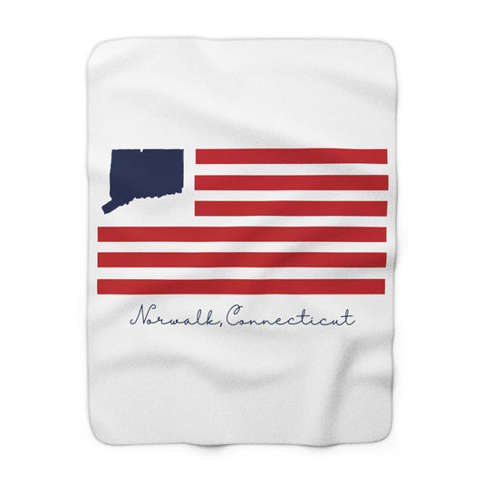 Norwalk Connecticut Flag Sherpa Fleece Blanket