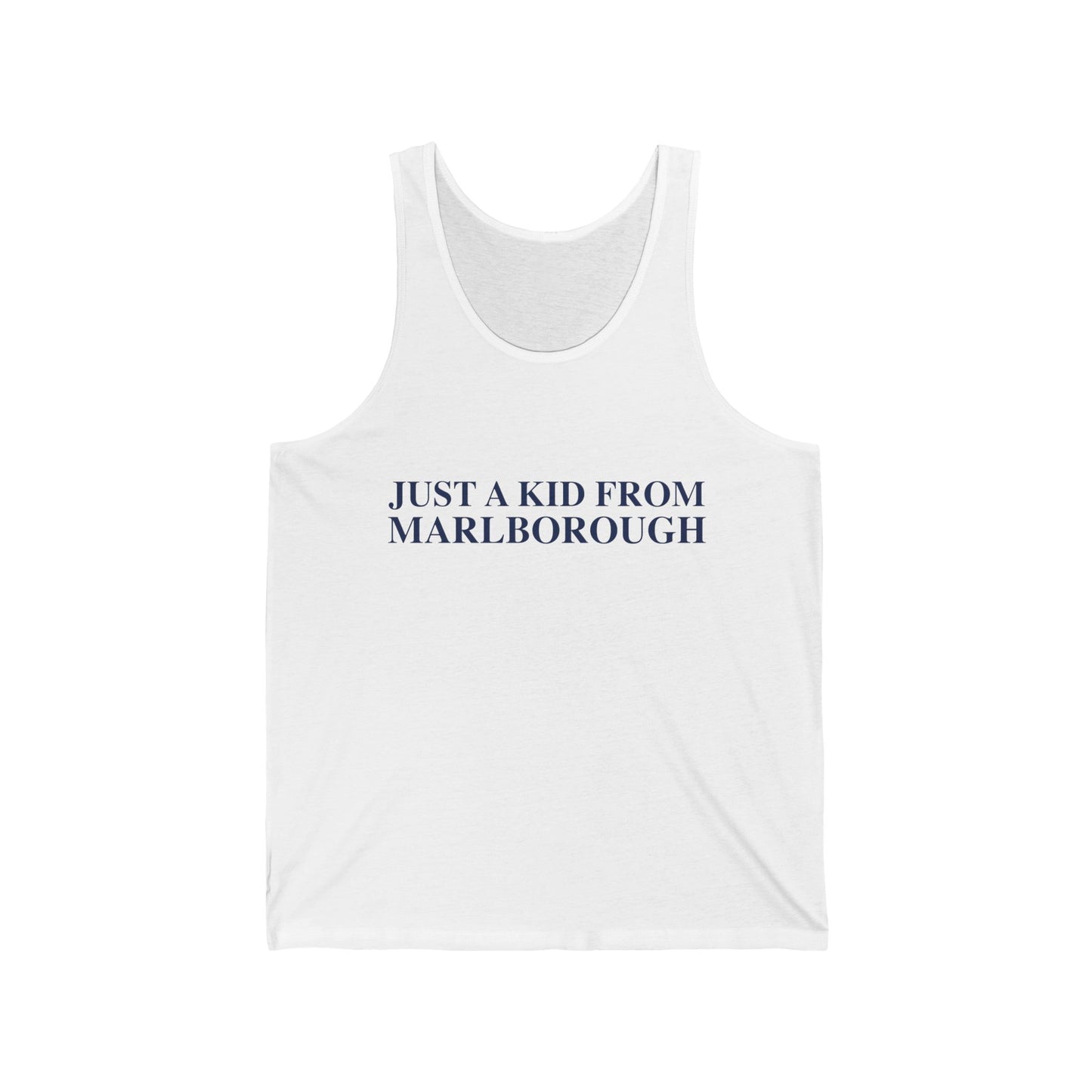 Just a kid from Marlborough Unisex Jersey Tank Top