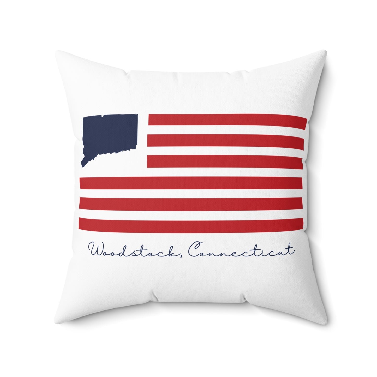 Woodstock Connecticut Flag Spun Polyester Square Pillow