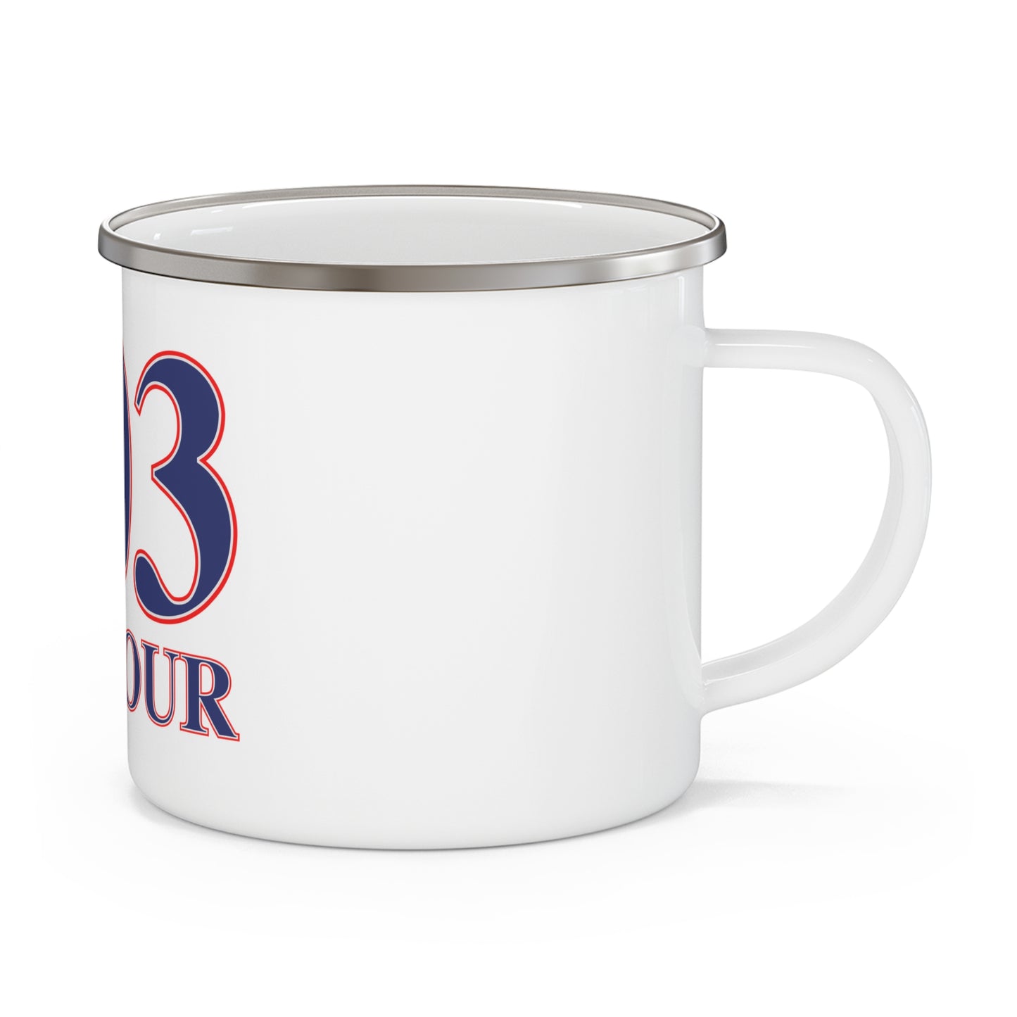 203 Seymour Red White & Blue Enamel Camping Mug