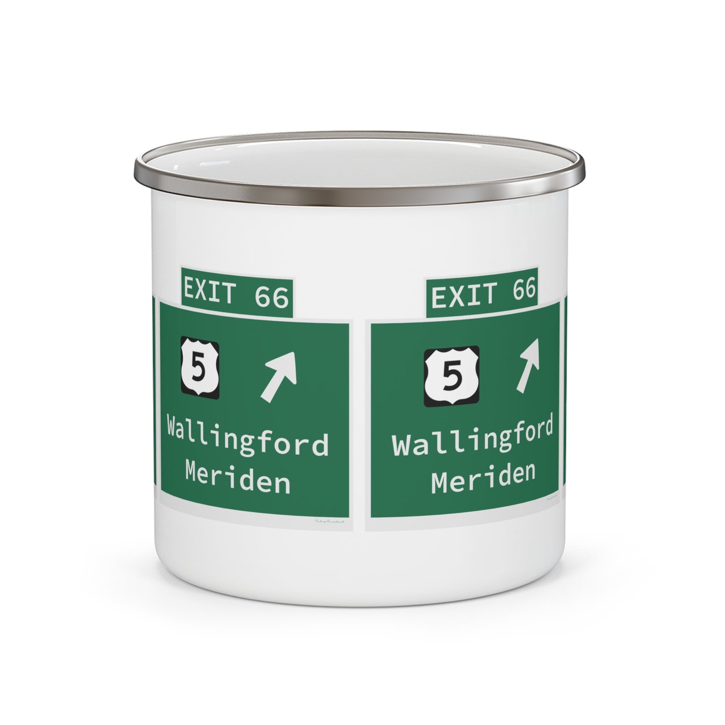 Vintage WCP Exit 66 Sign Enamel Camping Mug