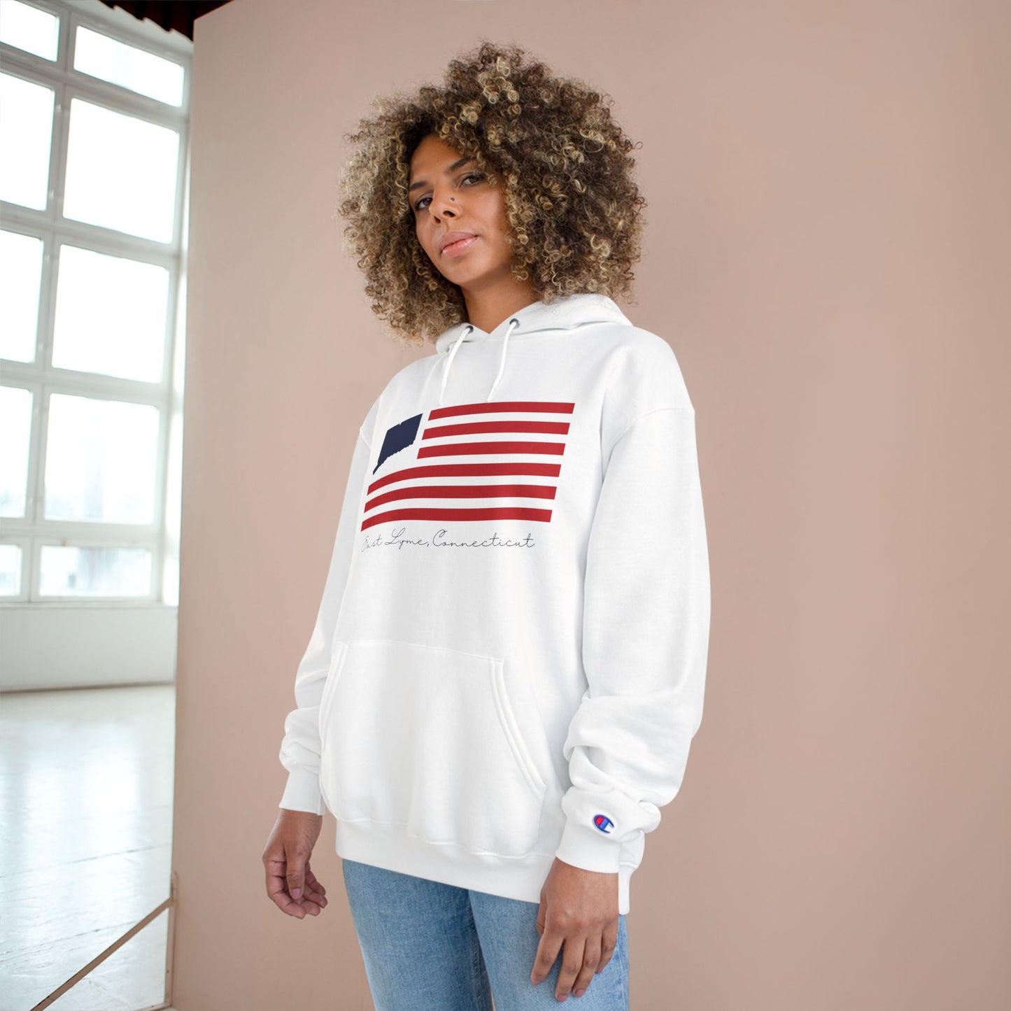 East Lyme Connecticut FlagChampion Hoodie