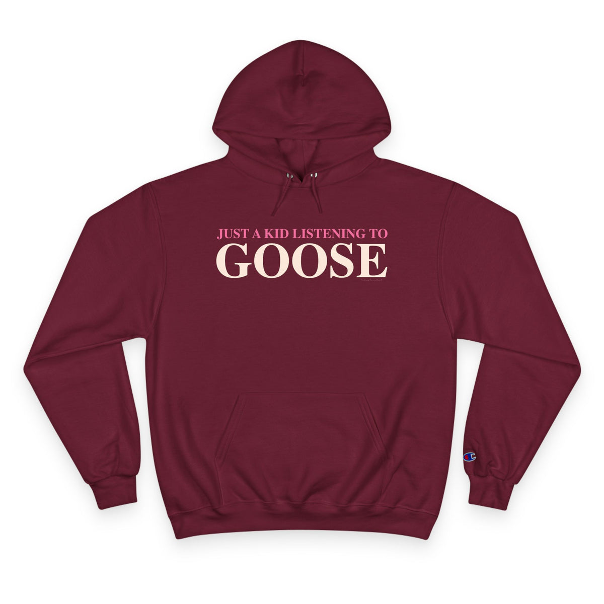 Just a kid listening to Goose - Peach & Pink Champion Hoodie