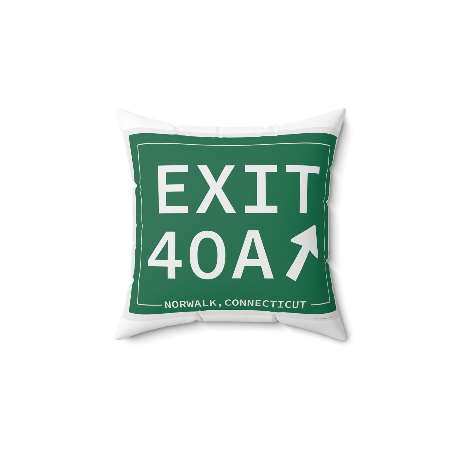 Vintage Exit 40A Merritt Parkway Sign Spun Polyester Square Pillow