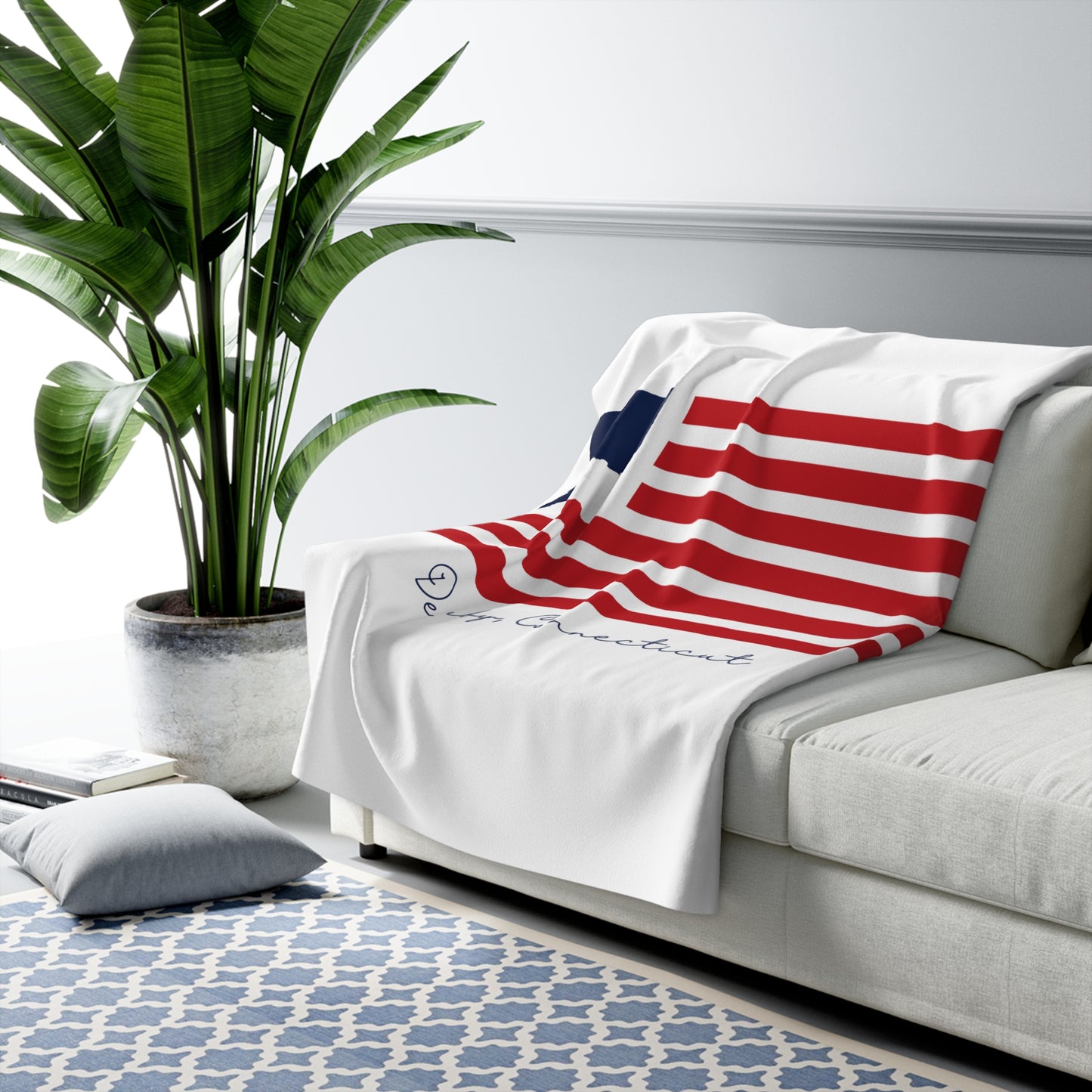 Derby Connecticut Flag Fleece Blanket