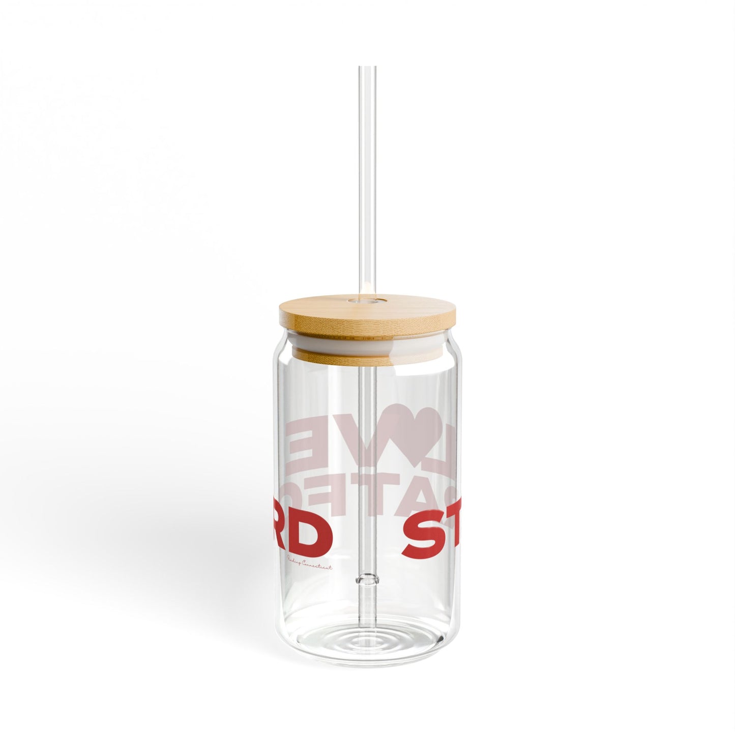Love Stratford Glass Can with Straw and Lid, 16oz