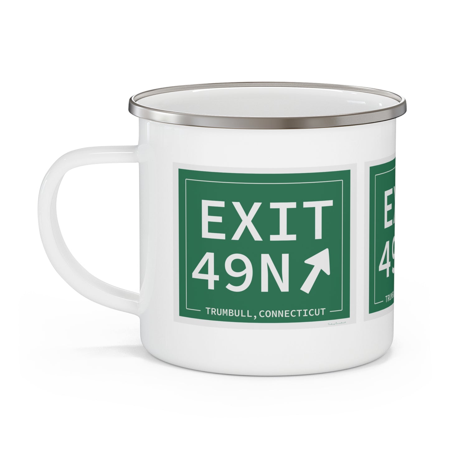Vintage Exit 49N Merritt Parkway Sign Enamel Camping Mug